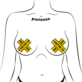 Plus X: Crossed Caution Tape Nipple Pasties  by Pastease®