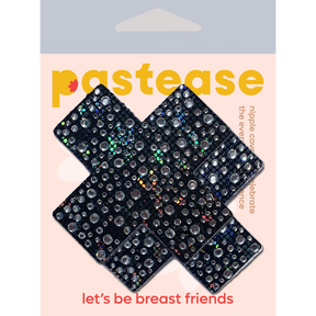 Plus X: Crystal Black Cross Nipple Pasties by Pastease®