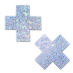 Plus X: Crystal Silver Cross Nipple Pasties by Pastease®