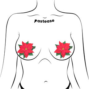 Christmas Winter Poinsettia Red & Green Nipple Pasties by Pastease®