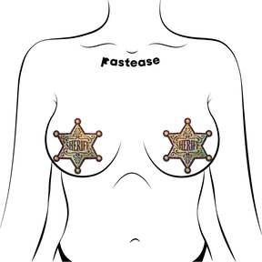 Sheriff Star: Glittering Golden Sheriff's Badge Nipple Pasties by Pastease®