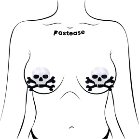 Skull: Sullen Skull Black & White Nipple Pasties by Pastease®