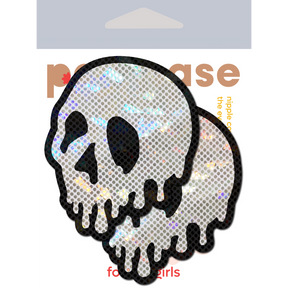 Skull Melt Pasties: Shattered Glass Drip Skull Nipple Covers by Pastease®