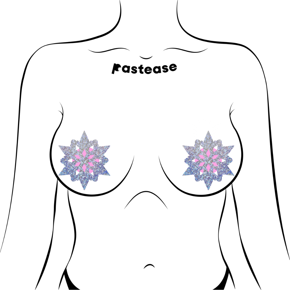 Silver Glitter Snowflakes Nipple Pasties by Pastease®