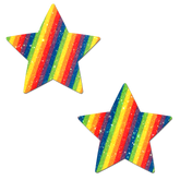 Star: Glittering Double Rainbow Star Nipple Pasties by Pastease®