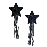 Sparkly Black Star Tassel Pasties w/ Long Fringe