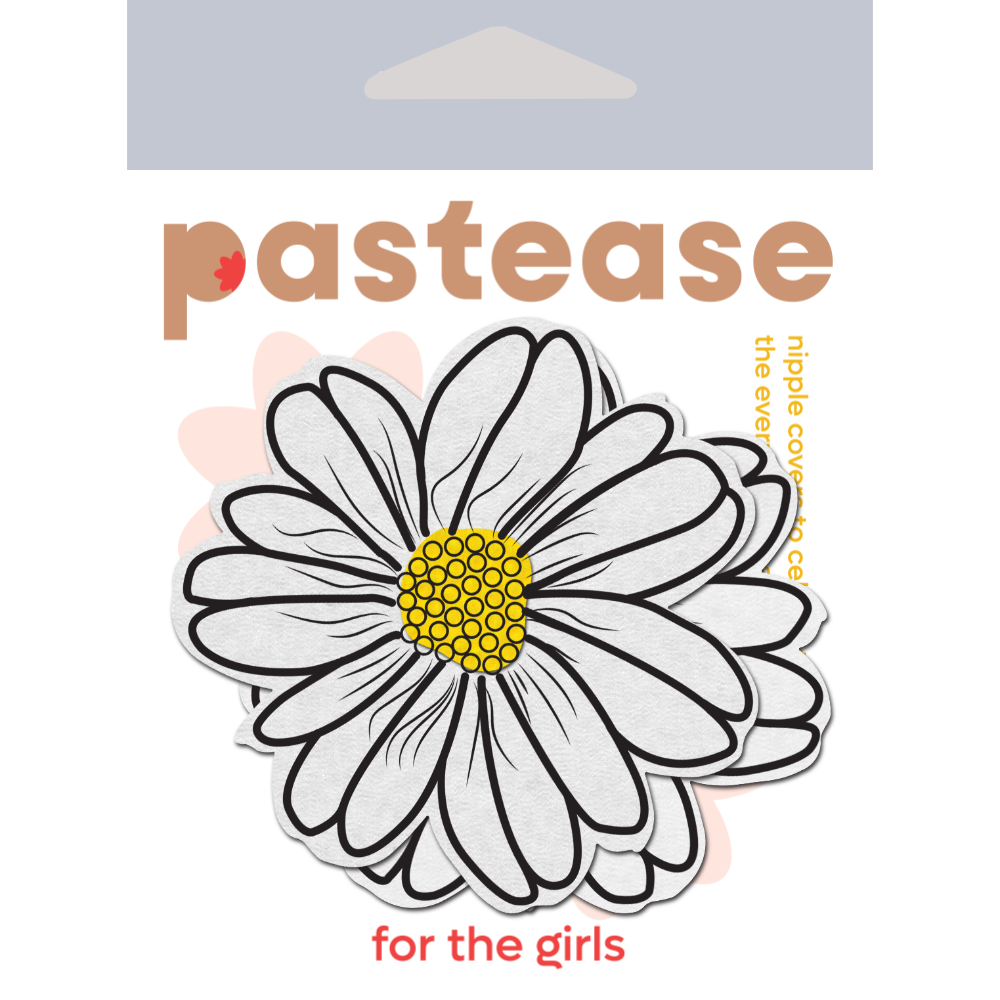 Wildflower: White and Yellow with Black Flower Nipple Pasties by Pastease®